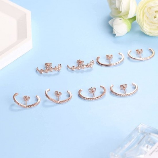 4 Pairs Suspender Earrings For Women CZ Ear Lobe Cuff Stud Earrings Minimalist Suspension Hoop Earring Set 4 Pairs Suspender Earrings For Women CZ Ear Lobe Cuff Stud Earrings Minimalist Suspension Hoop Earring Set